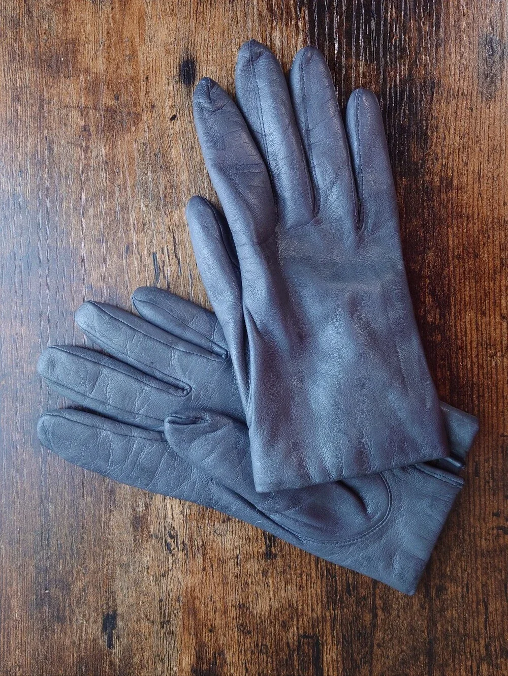 ARIS Women's Leather Gloves 100% Cashmere Lined Size 7.5 Gray